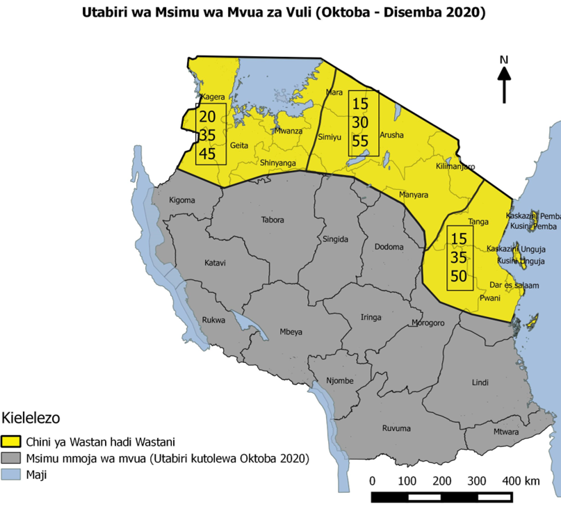 VULI 2020: MAENEO MENGI YA NCHI YANATARAJIWA KUPATA MVUA ZA CHINI YA WASTANI HADI WASTANI.